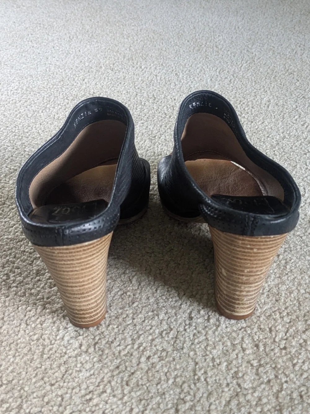 Miz Mooz black peep toe sandal wedges